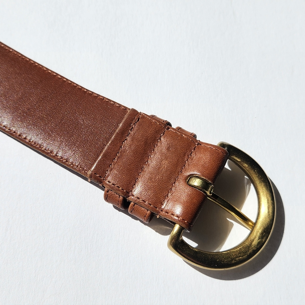Coach Tan Leather Belt with Gold Buckle - Picture 7 of 9